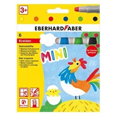 Imagen de Eberhard Faber 529006 crayones de gel básicos con mina blanda y funda deslizante, 6 en estuche cartón