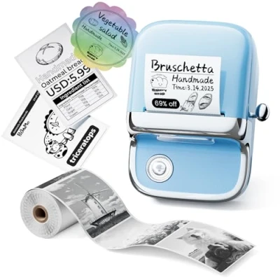 Imagen de Phomemo M150 Impresora Etiquetas Autoadhesivas, Termica de Adhesivas, Bluetooth Portátil Label Printer código Barras, Retail, Oficina, Compatible con Teléfonos y Sistema PC