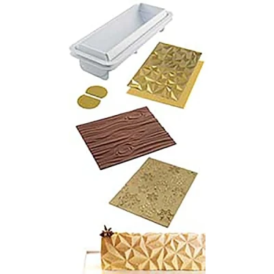 Imagen de silikomart Set Diamond Kit Frozen buche Magic Wood Mat Tapetes Decorativos en Silicona, 110 milliliters, Blanco, Dorado y marrón