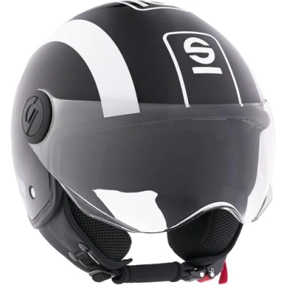 Imagen de Sparco Riders Sp601 Moto Demi Jet, Casco Scooter homologado ECE 22.06, Peso y tamaño reducidos para Ciudad sillín, Unisex Adulto, Blanco Negro, XL
