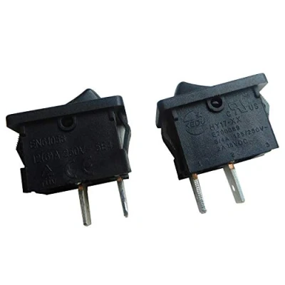 Imagen de Impermeable Eléctrico Interruptores Mediante Pulsación de Botón KEDU HY17 XX 2Pin 3 Pins 250V Interruptor Basculante, Negro, 2 Pack (2 Pins)