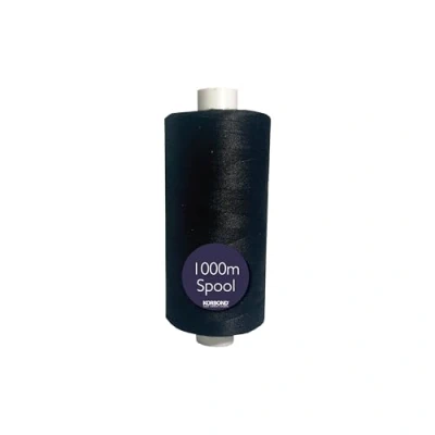 Imagen de KORBOND Bobina de Hilo poliéster Recubierto Negro, Fuerte y Multiusos, Ideal para Coser a Mano o máquina, Manualidades, Acolchados, dobladillos remiendos, 1000 m