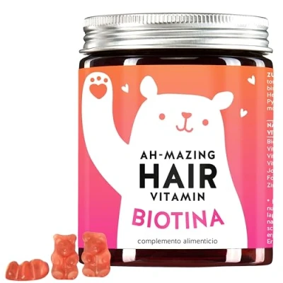 Imagen de Gominolas para el Pelo 5000 µg De Biotina, Zinc y Vitaminas cabello Complementos alimenticios crecimiento cuidado del Vegano 60 u Bears With Benefits