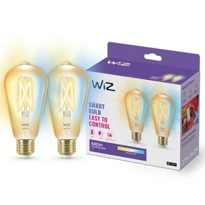 Imagen de WiZ Bombilla inteligente Filamento LED Wi Fi, 6,7w (Eq. 50w) E27 ST64, Luz Blanca Cálida a Fria Regulable, con tecnología SpaceSense y compatible Alexa Google Home Pack de 2
