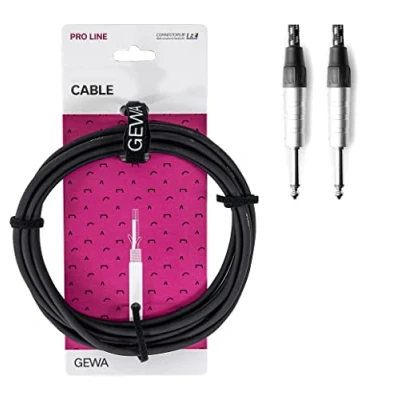 Imagen de GEWA Cable de instrumentos mono Pro Line jack 3m, negro blanco, 6,3 mm mono, 190511