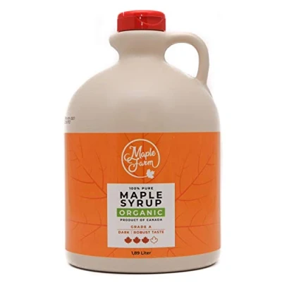 Imagen de Jarabe de arce BIO Grado A (Dark, Robust taste) 1,89 litros (2,5 Kg) Miel biológico Sirope Organic maple syrup