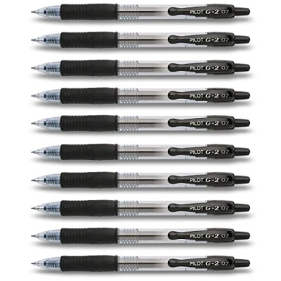 Imagen de Pilot Bolígrafos de gel retráctiles G2, negro, 10 puntas