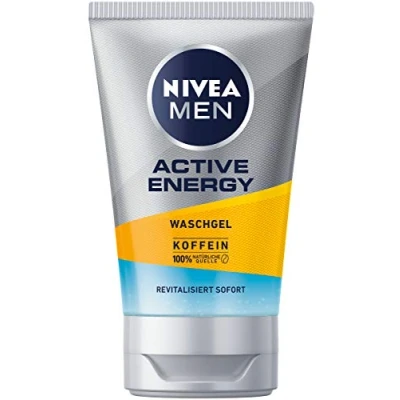 Imagen de NIVEA MEN Active Energy gel de lavado 100 ml, limpieza con cafeína fuente 100% natural, refrescante y minuciosa facial