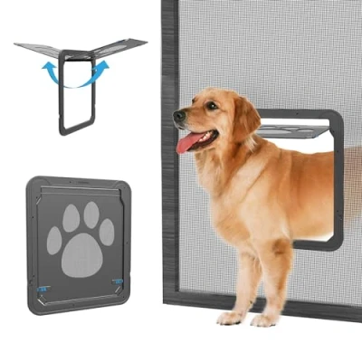 Imagen de NAMSAN Puerta para Perros Mosquitera Fácil de Montar, Abrir y Cerrar sin Problemas, Imán Quede Cerrada (37CM X 42CM)