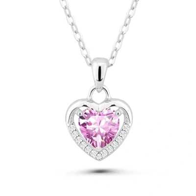 Imagen de VICKWOOD Collar para mujer de Plata 925 con colgante corazón auténtica en rosa/blanco/azul cadena regalo cumpleaños, esterlina Zirconia cúbica