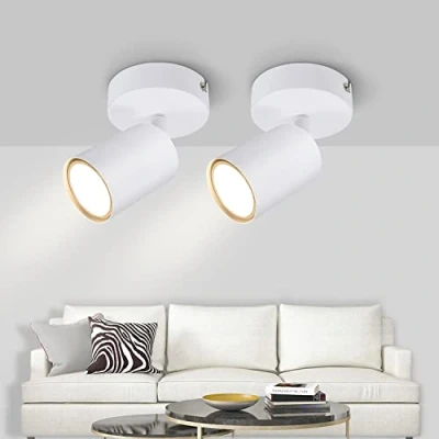 Imagen de Kambo Blanco Lampara Techo Focos, 2 x 1 Focos GU10, Led Interior Techo, Apliques Giratorio para Dormitorio Metall, sin Bombilla Max 50W