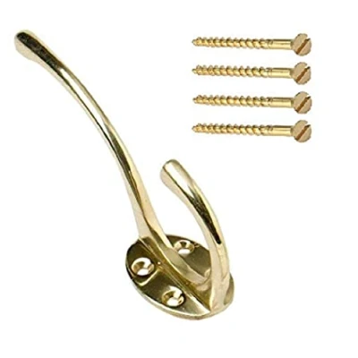 Imagen de Merriway BH00180 Gancho de latón Macizo para Sombrero y Abrigo, Longitud Total 130 mm