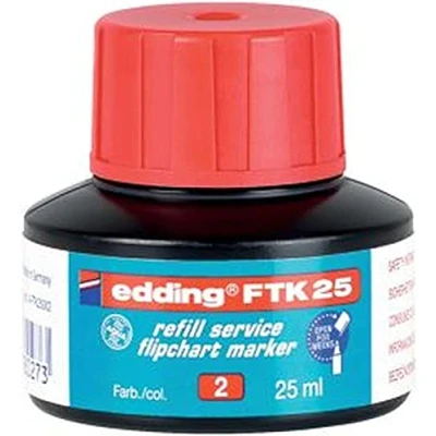 Imagen de edding FTK 25 tinta de recambio rojo ml con sistema capilar ideal para rellenar forma limpia y sin complicaciones casi todos los marcadores rotafolio