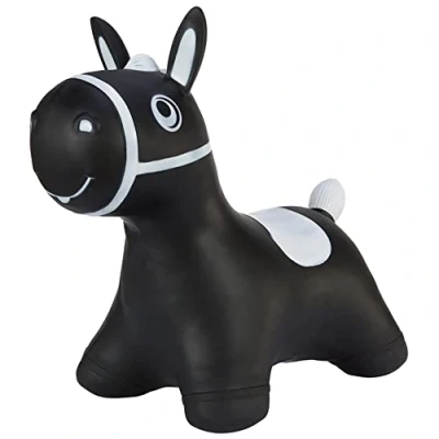 Imagen de Hoppimals Tootiny, Juguete Hinchable para Saltar y Jugar Niños Mayores de 1 año, Caballo Negro, Bomba Incluida en Nuestra Caja Regalo. Duradero Incentivar Ayudar a Andar.