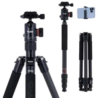 Imagen de Rollei C5i Cámara Trípode de Carbono, Acra Swiss Compatible, Incluye Rótula, Negro