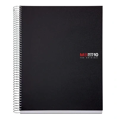 Imagen de Miquelrius Cuaderno Notebook The Original, 10 franjas de colores, Cubierta polipropileno opaco, Tamaño A4 (210 x 297 mm), 4 Taladros, 200 Hojas 70 g/m², Cuadrícula 5 mm, Color Negro
