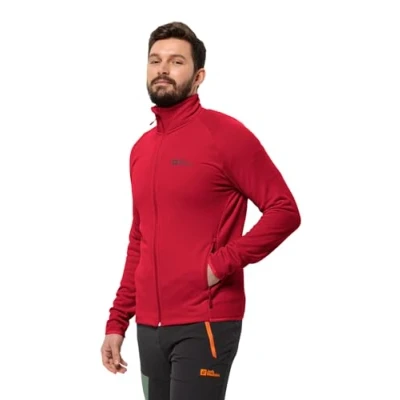 Imagen de Jack Wolfskin Baiselberg FZ M Chaqueta de Forro Polar, Glow Rojo, XL para Hombre