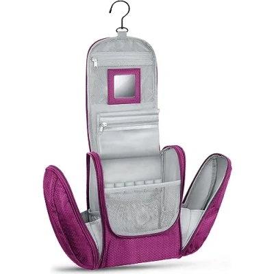 Imagen de KRONIFY Gran Neceser Premium para Colgar con Espejo Bolsa de Cosméticos Hombres y Mujeres Amplio Gancho Estuche Belleza Lavado Lila