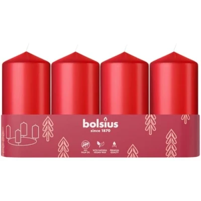 Imagen de Bolsius Juego de 4 velas decorativas 100 x 48 mm Sin perfume Con cera vegetal natural aceite palma