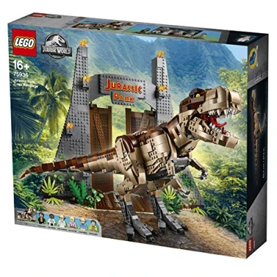 Imagen de Lego Jurassic World Parque Jurásico: Caos del T. Rex, Set de Construcción Dinosaurio La Clásica Película, Incluye Minifiguras Los Personajes Saga, Tyrannosaurus Juguete (75936) ()