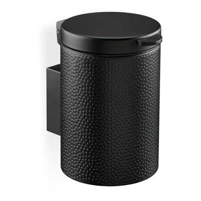 Imagen de Relaxdays Cubo de Basura Baño 3l, Cierre Silencioso, Papelera Pared Diseño Puntos, Bote Extraíble, Negro, Acero, 25 x 17 22 cm