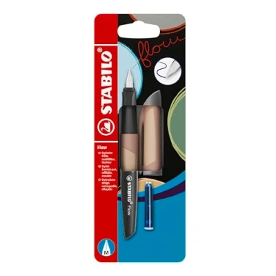 Imagen de STABILO Fountain Pen Flow MONOCHROME Medium Nib Pack of 1 Light Brown including Erasable Blue Ink Cartridge