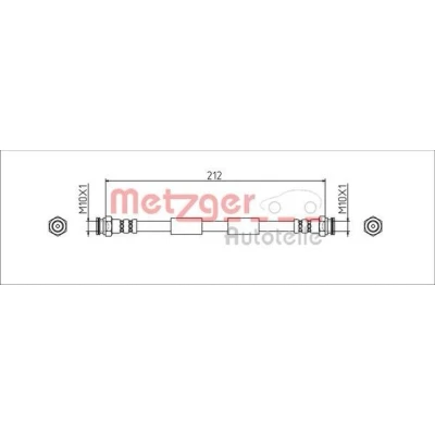Imagen de METZGER 4111807 Latiguillos de Freno Eje trasero izquierda, trasero, derecha, interior 212 FIAT: Tipo Hatchback
