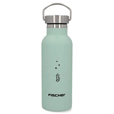 Imagen de Fischer Botella de acero inoxidable, 500 ml, para niños, tapón rosca, apta alimentos, color verde