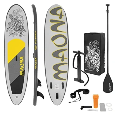Imagen de ECD Germany Tabla Hinchable Maona Paddle Surf/Sup 308 x 76 10 cm Gris Stand up Board PVC hasta 120kg 3 Aletas deslizantes Diferentes Modelos Incl Paleta Aluminio Bomba y Accesorios