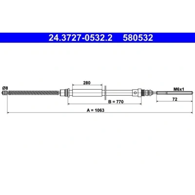 Imagen de ATE 24.3727 0532.2 Cable de Freno Mano 1063 CITROËN: Jumpy I Furgón, MPV, FIAT: Scudo Familiar