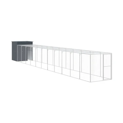 Imagen de vidaXL Gallinero con Corral, Jaula para Gallinas Tejado, Casa Animales Pequeños, Jardín, Acero Galvanizado Gris Antracita