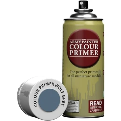 Imagen de The Army Painter, Colour Primer Wolf Grey, 400 ml Pintura Modelismo Spray Gris Lobo Imprimacion Plastico Miniaturas para Warhammer Figuras y D&amp;D Miniatures