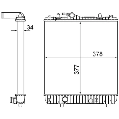 Imagen de MAHLE ORIGINAL CR 837 001S Radiador, refrigeración del motor 377 378 34 Aletas unidas mecánicamente OPEL: Agila A