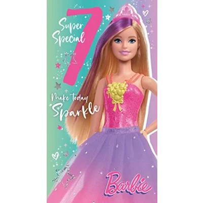 Imagen de Danilo Promotions Limited tarjeta de cumpleaños Barbie Age 7, oficial Happy Birthday multicolor, 9 x 5 pulgadas