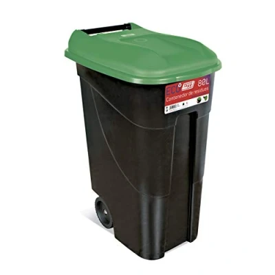 Imagen de Tayg Tapa Verde Contenedor de residuos 80 litros con Base Negra