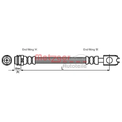 Imagen de METZGER 4116210 Latiguillos de Freno 442 VOLKSWAGEN: Golf 4, 4 Variant, New Beetle Hatchback, SEAT: Leon I Toledo 2 Limousine