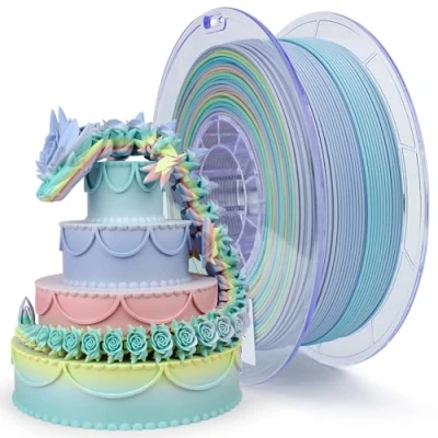 Imagen de ZIRO Filamento para Impresora 3D, PLA Mate 1.75mm, Multicolor Arco Iris, 1KG/2.2lb, Color Macaron