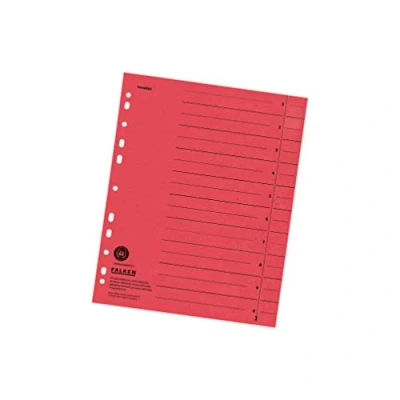 Imagen de FALKEN Separadores de cartón reciclaje, color rojo A4 100er Pack