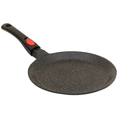 Imagen de Kamberg Sartén para crepes 24 cm, mango extraíble, aluminio fundido, revestimiento piedra antiadherente, todos los incendios, incluida la inducción, sin PFOA