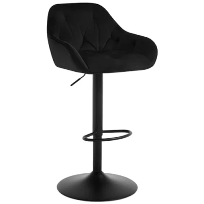 Imagen de WOLTU Taburete Cocina, Alto de Cocina con Respaldo y Reposapiés, Giratorio Tapizado en Terciopelo, Ajustable, Base Metal Antideslizante, Negro, BH405sz 1