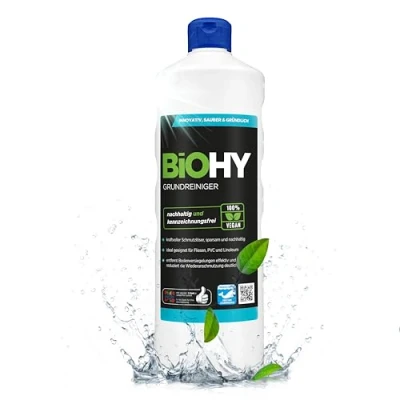 Imagen de BiOHY Limpiador básico (1 botella de 1 litro) contra la suciedad persistente limpia todas las superficies resistentes al agua y ácido poderoso concentrado (Grundreiniger)