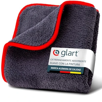 Imagen de Glart 44TP premium, paño de microfibra ultra suave y absorbente 600 gsm para coche, 40x40 cm, rojo.