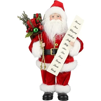 Imagen de Uten Delux Papá Noel Figura de pie con Bolsa Regalo y Listas Adorno Navidad 12 Pulgadas Decoración del hogar Muñeca