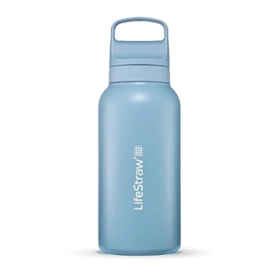 Imagen de LifeStraw Go Series Botella de acero inoxidable con filtro agua, Filtra bacterias, parasitos y microplasticos 1L