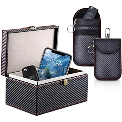 Imagen de Caja Faraday + 2 Bolsa para Movil y Llave Coche,Bolsa Protector de Llavero, antirrobo Coche Entrada sin