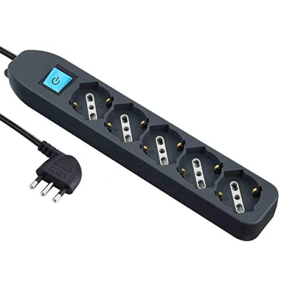 Imagen de Electraline 62065 Sobretensiones Con Cable, 1,5 Mt, 5 Sockets Universal, Negro