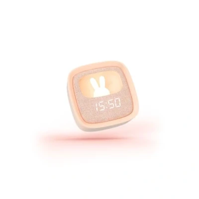 Imagen de WONDEE Mob [ 2en1] Reloj Despertador Infantil Niñas y Niños + Luz Nocturna Quitamiedos con Conejo Silicona Luminoso Lámpara Regalo para 5,6,7,8,9,10,11,12 años
