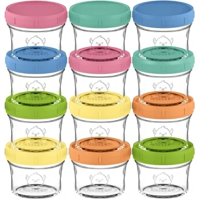 Imagen de KeaBabies Juego de 12 recipientes para congelación alimentos bebés, 60 ml, a prueba fugas, aptos microondas, almacenamiento bebés (Kea)