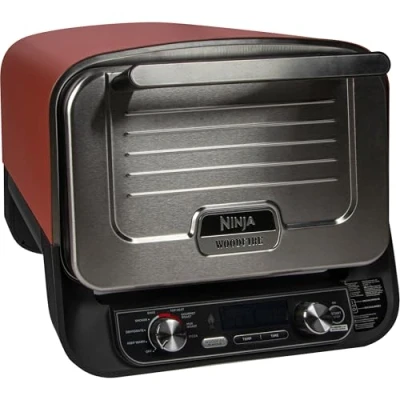 Imagen de Ninja Woodfire horno eléctrico de exterior 8 en 1, para pizza, asador a alta temperatura y ahumador con rejilla, bandeja Pro Heat otros accesorios, 6 ajustes naranja, OO101EU