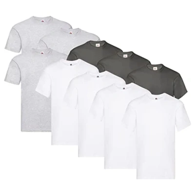 Imagen de Fruit of the Loom Camiseta original para hombre (10 unidades), 4 x blanco + 3 gris grafito 1 bloc de notas compra Hl, XL